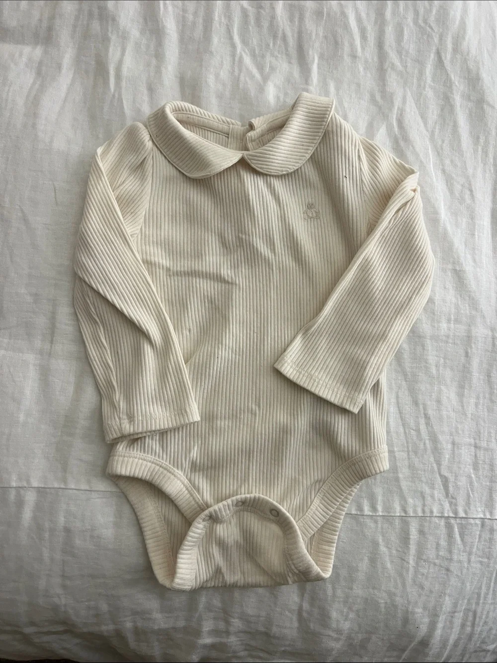 GAP Classic Ribbed Peter Pan One-Piece in Cream